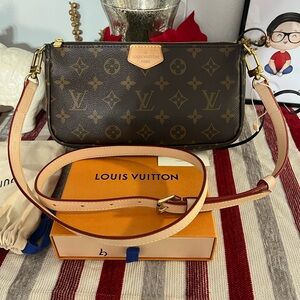 louis vuitton large multi pochette bag with new crossbody strap